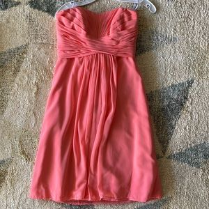 David’s Bridal, bridesmaid mid length coral/salmon size 2 dress